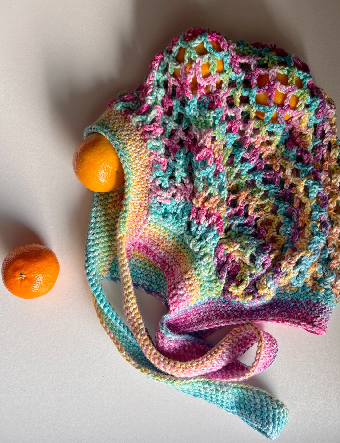 Rainbow Crochet Mesh Market Bag