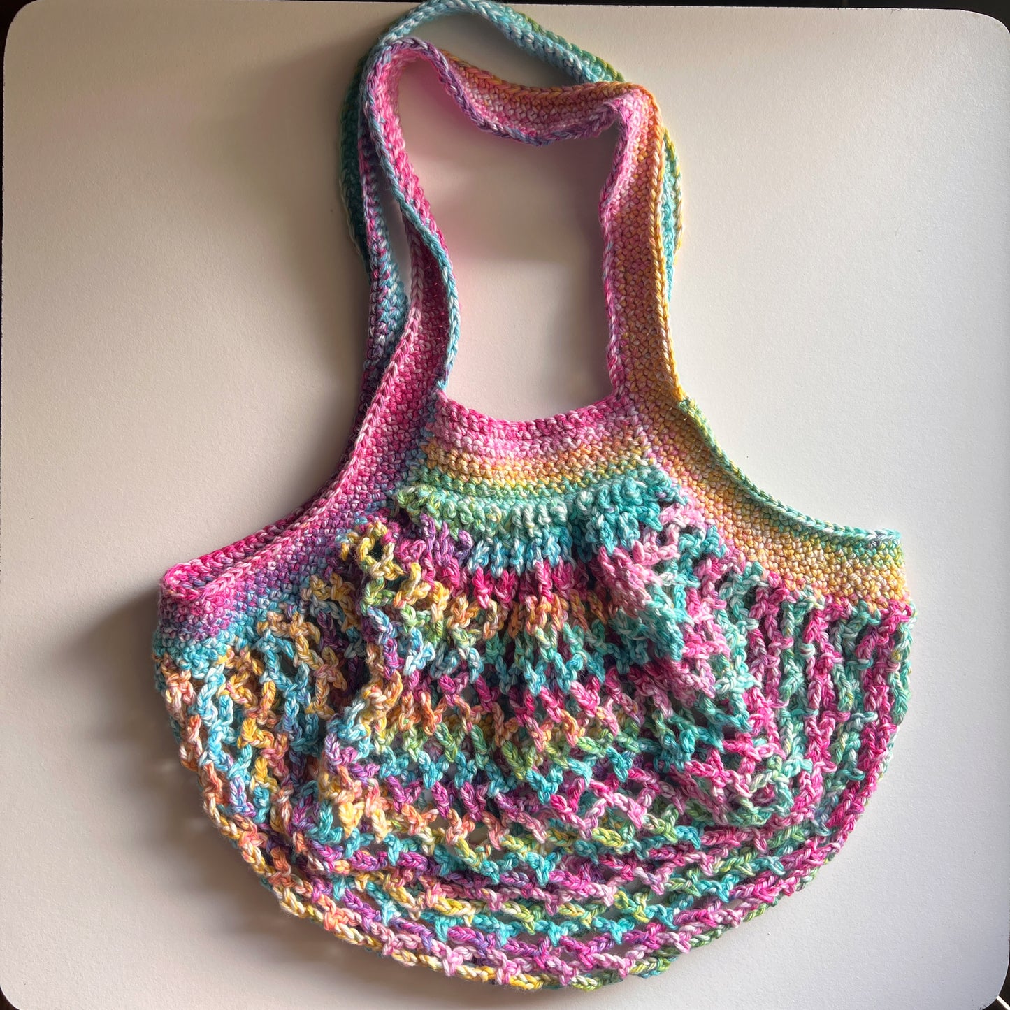 Rainbow Crochet Mesh Market Bag
