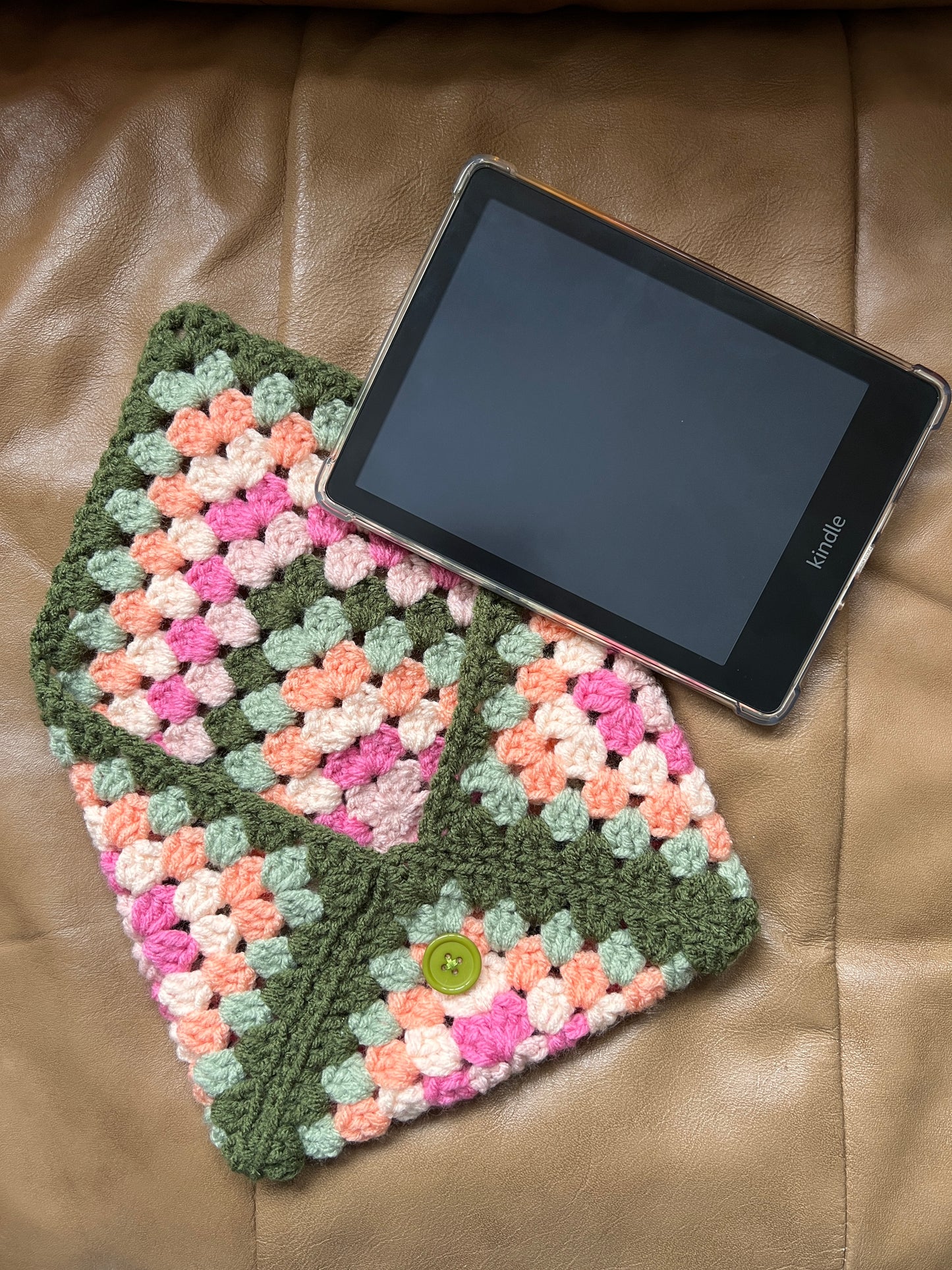Kindle/Book Sleeve in pinks, peaches and greens