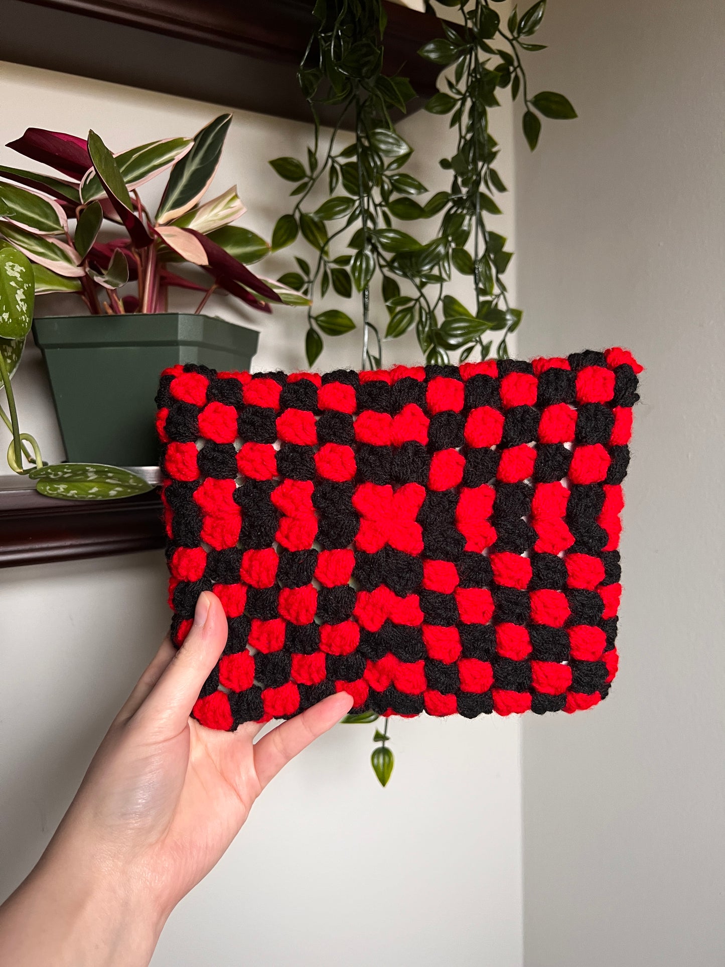 Red and Black Crochet Kindle/Book Sleeve
