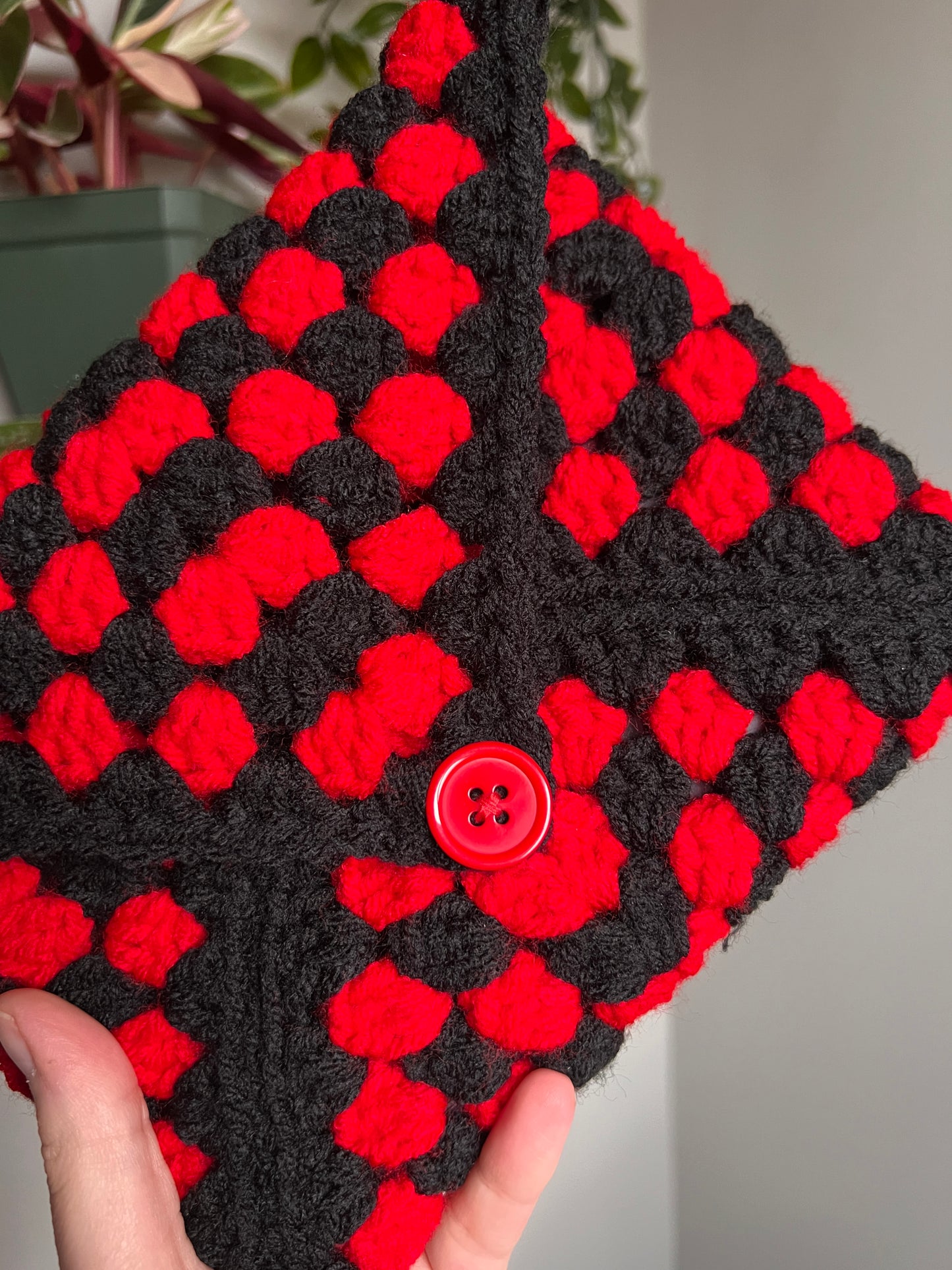 Red and Black Crochet Kindle/Book Sleeve