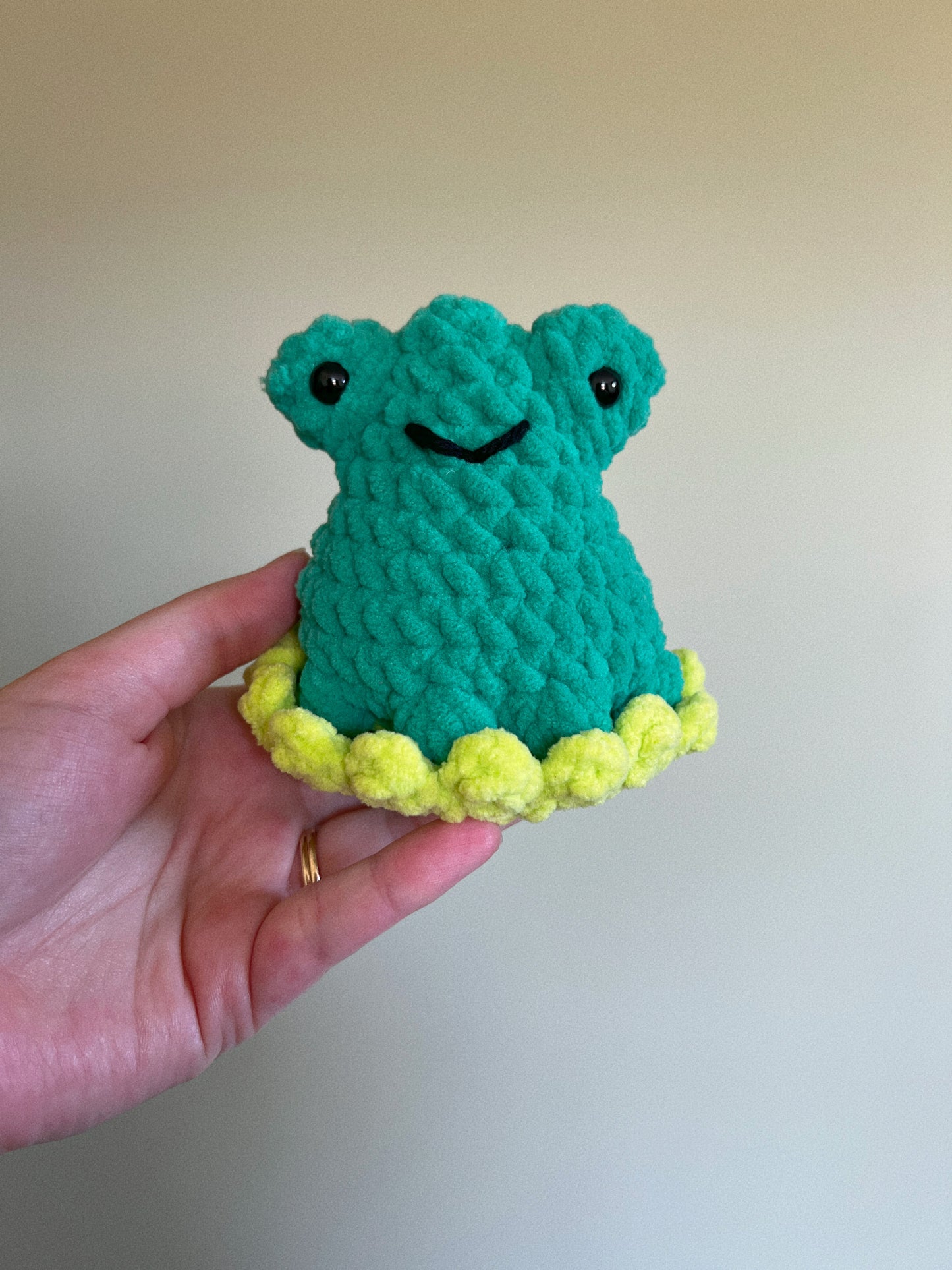 Crochet Frog on Lily Pad Plushie
