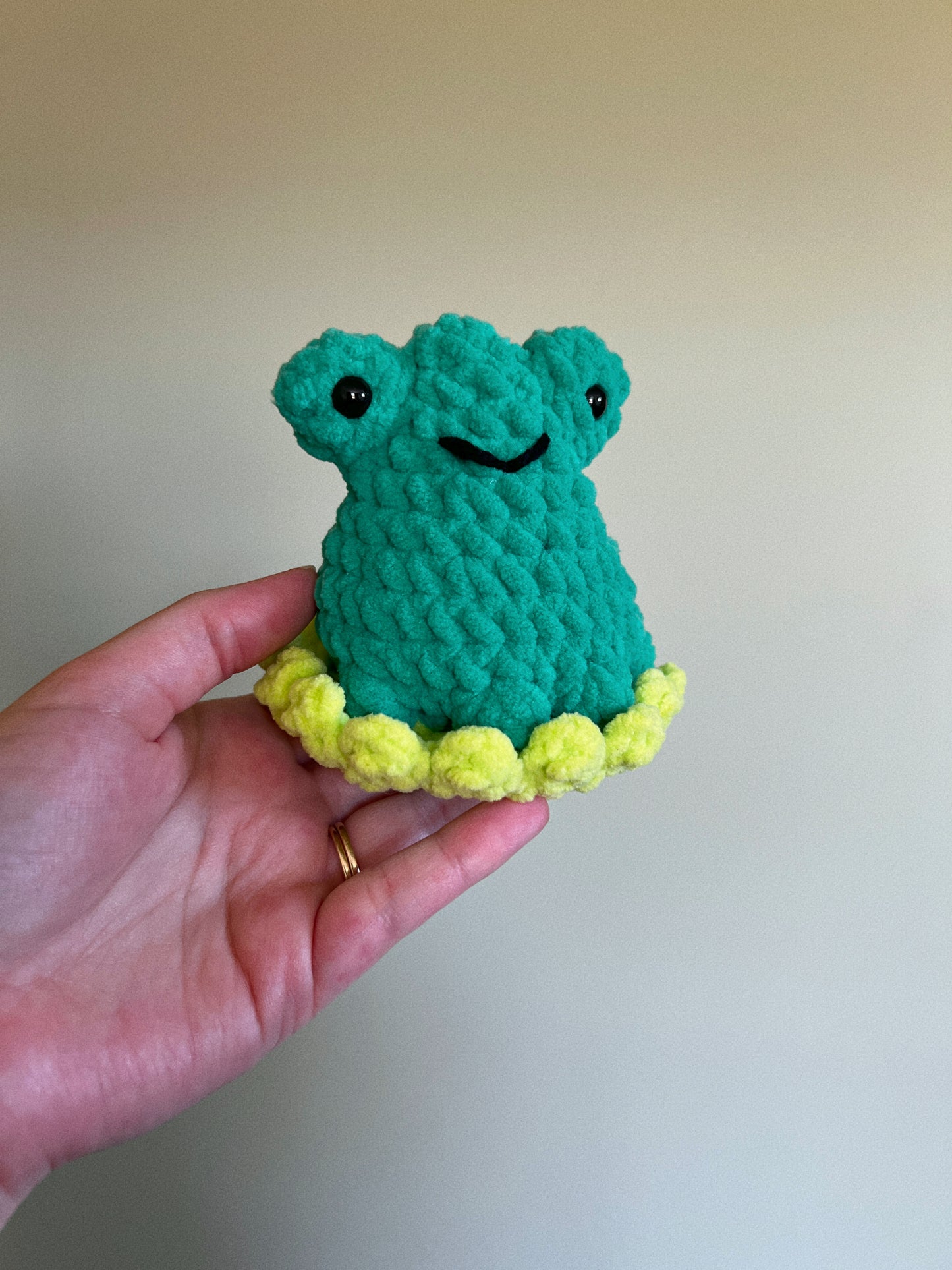 Crochet Frog on Lily Pad Plushie