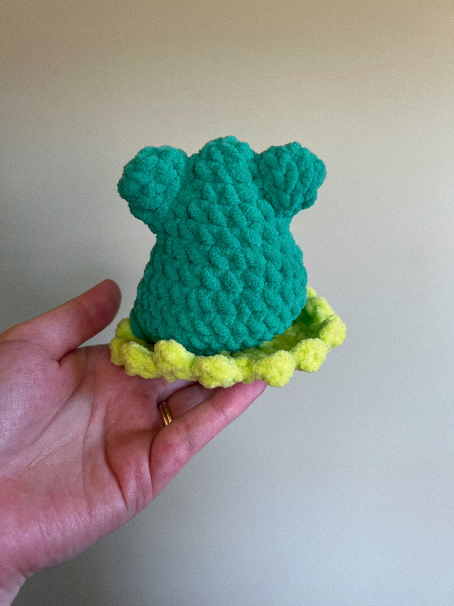 Crochet Frog on Lily Pad Plushie