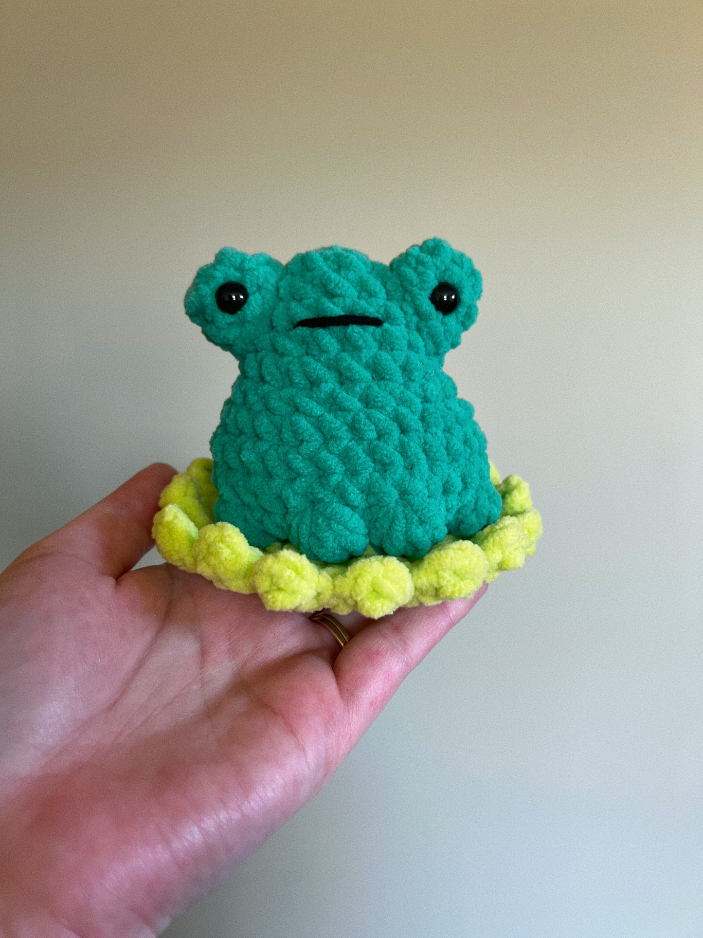 Crochet Frog on Lily Pad Plushie