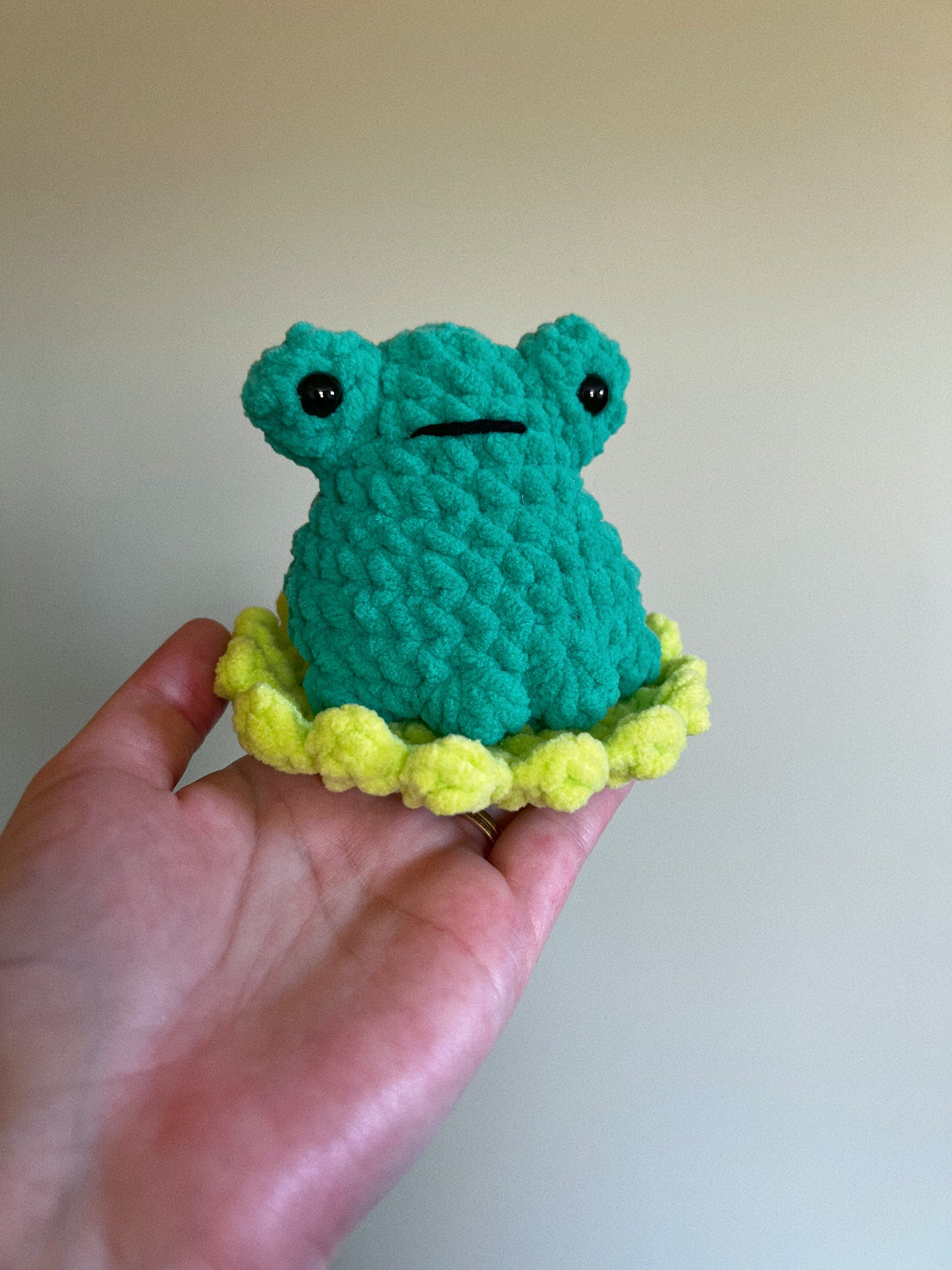 Crochet Frog on Lily Pad Plushie