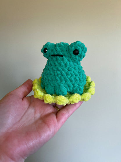 Crochet Frog on Lily Pad Plushie