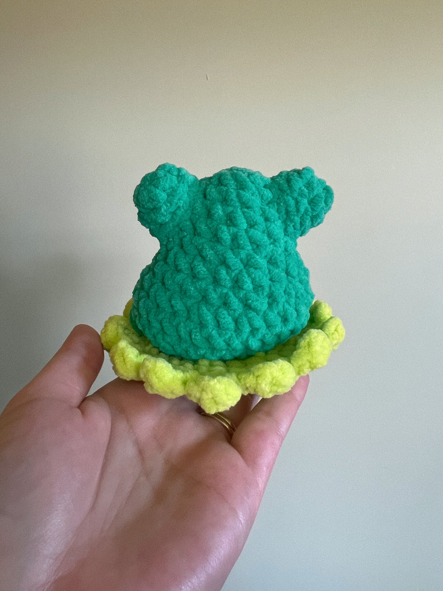 Crochet Frog on Lily Pad Plushie