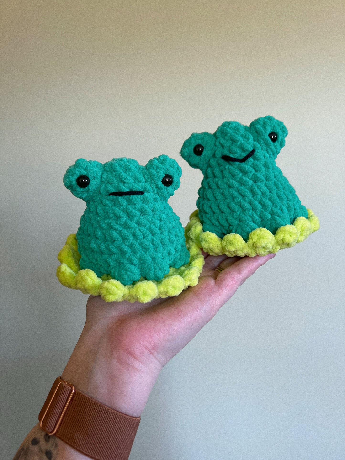 Crochet Frog on Lily Pad Plushie