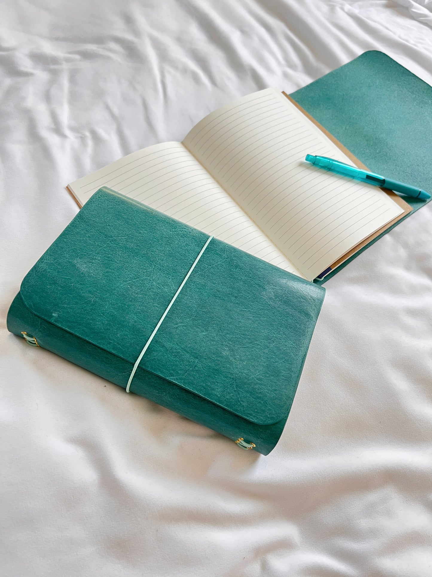 Teal Leather Notebook Covers for Carla