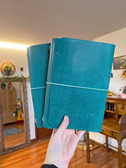 Teal Leather Notebook Covers for Carla