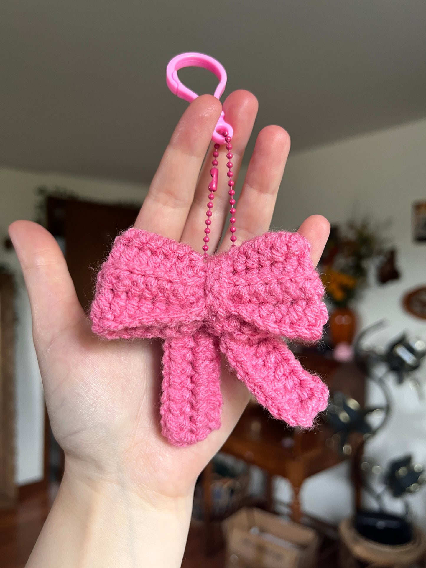 Crochet Bow Bag Charm Keychain