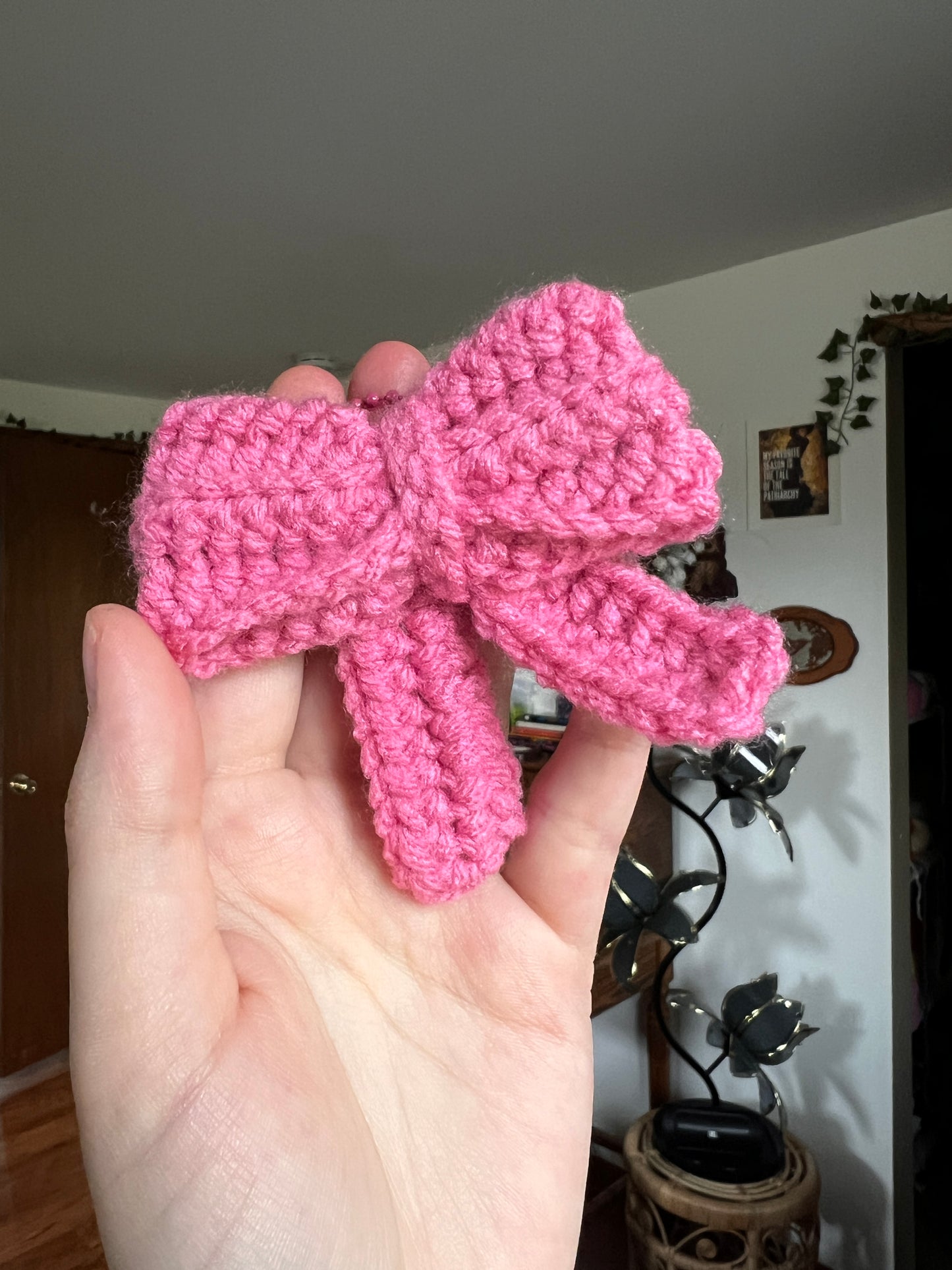 Crochet Bow Bag Charm Keychain