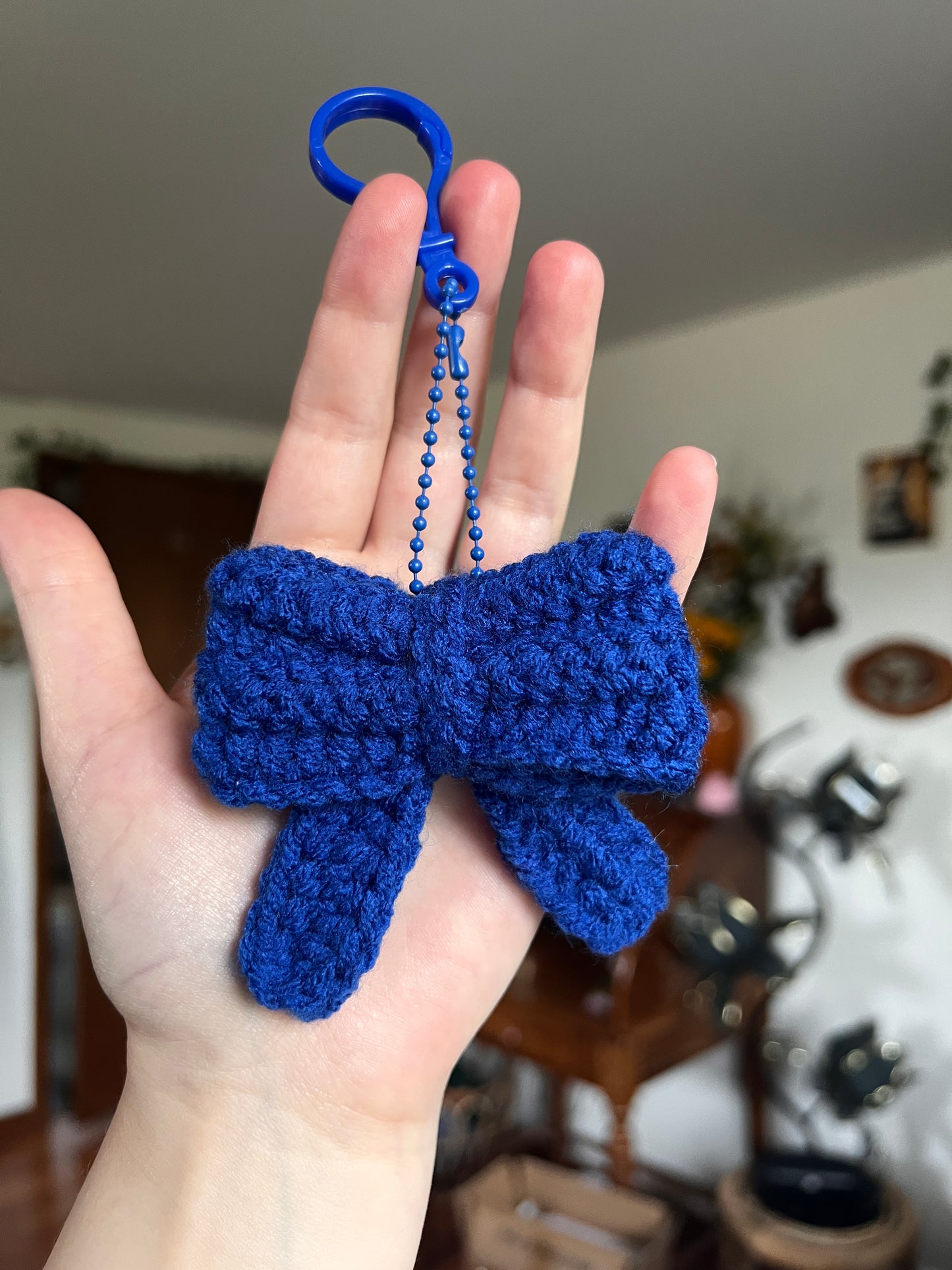 Crochet Bow Bag Charm Keychain