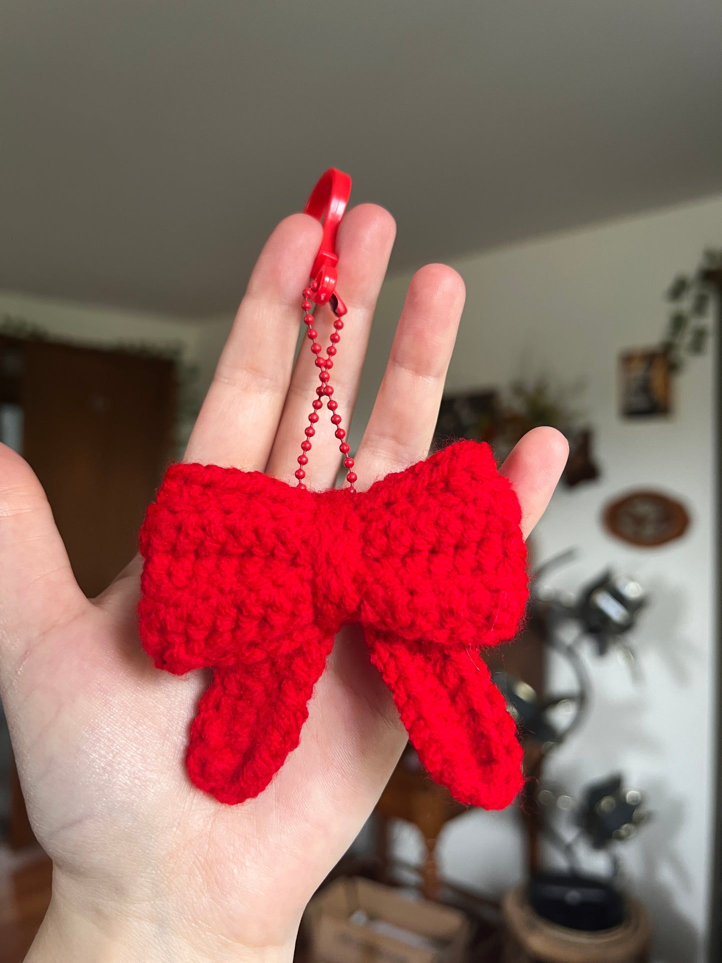 Crochet Bow Bag Charm Keychain