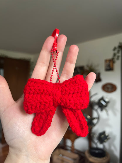 Crochet Bow Bag Charm Keychain