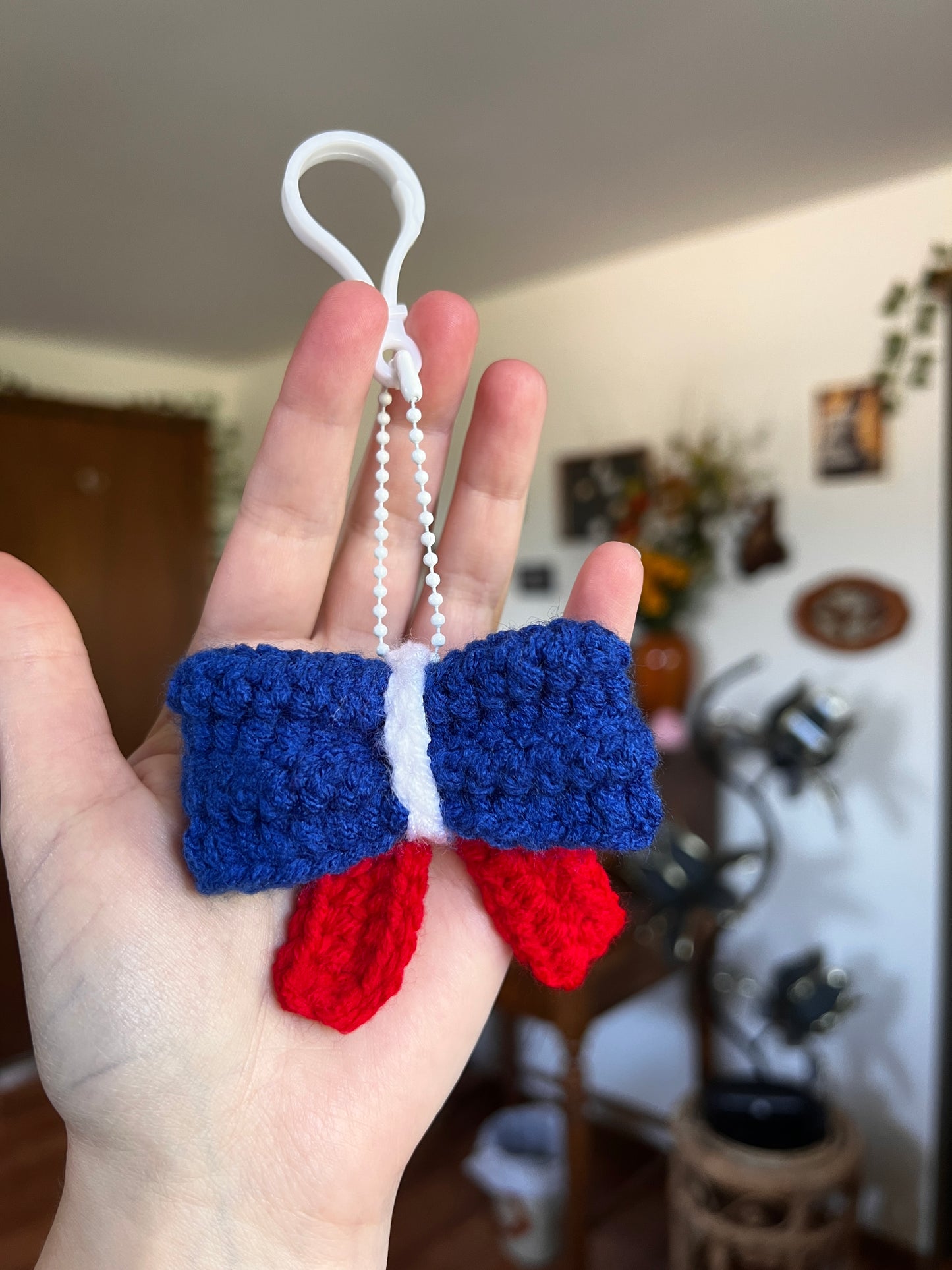 Crochet Bow Bag Charm Keychain