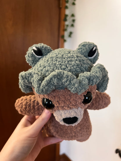 Bear in a Frog Hat Crochet Plushie