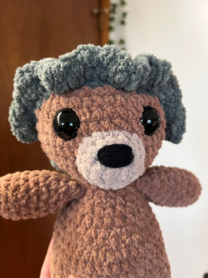 Bear in a Frog Hat Crochet Plushie